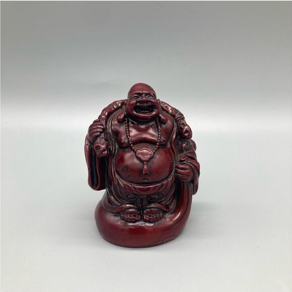 Vintage Red Resin Set 3 Laughing Buddha Collectible Figures Home Decor EUC - Picture 9 of 12